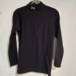 Under Armour Mens Unisex X-Small XS Black ColdGear Compression Mock Turtleneck